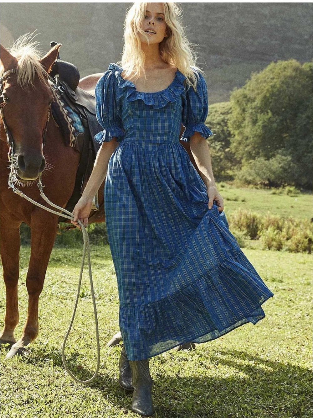 Doen maxi large l Lupin Dress Park Lane Plaid DÔEN